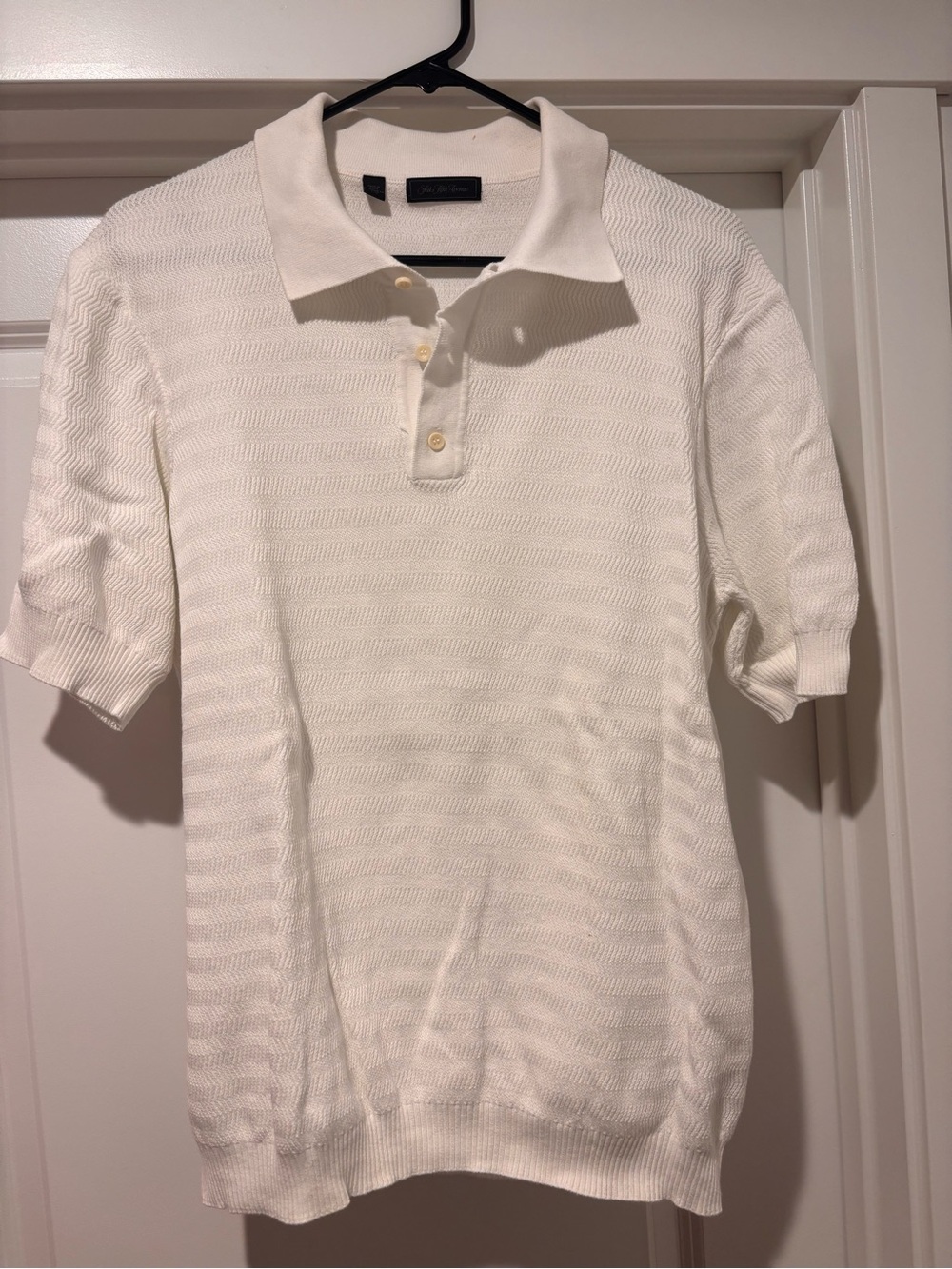Saks Fifth Avenue White Knit Short-Sleeve Polo